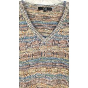 Vintage Raffi Linea Uomo Mens V-Neck Long Sleeve Y2K‎ Sweater Multi Color Large